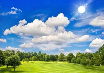 Golf course and blue sunny sky. green field landscape. Golf course and blue  sunn , #AFF, #sunny, #sky, #Golf, #blue, #lands� | Green fields, Landscape, Golf  courses